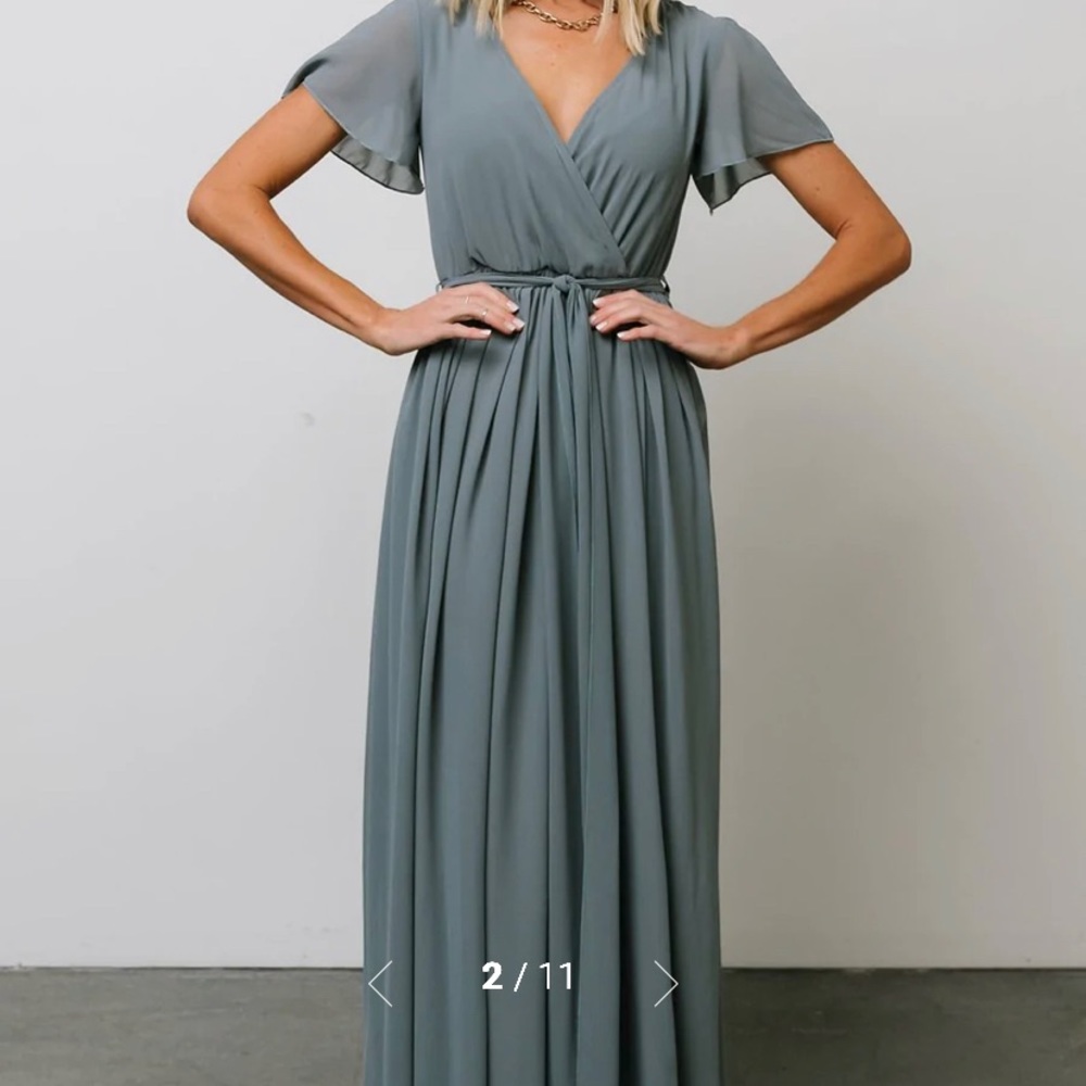 Baltic born Kristina Maxi Dress in dusty blue